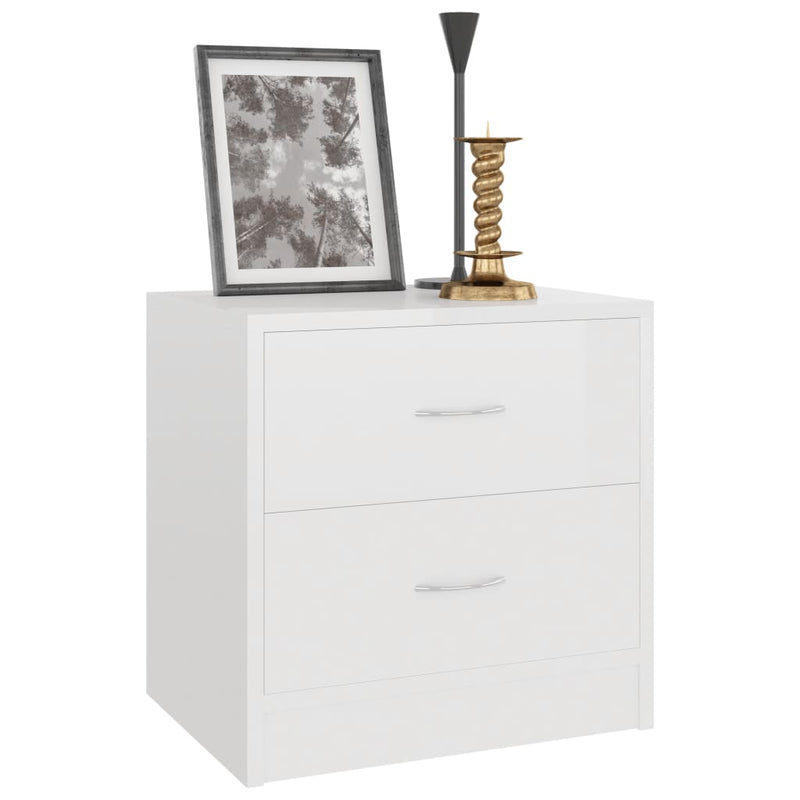 Bedside Cabinets 2 pcs High Gloss White 40x30x40 cm