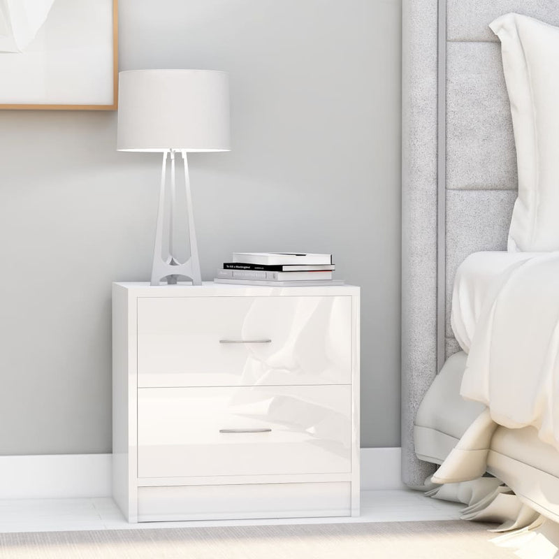 Bedside Cabinets 2 pcs High Gloss White 40x30x40 cm