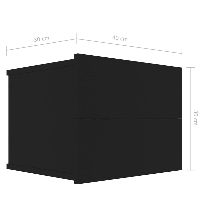 Bedside Cabinet Black 40x30x30 cm