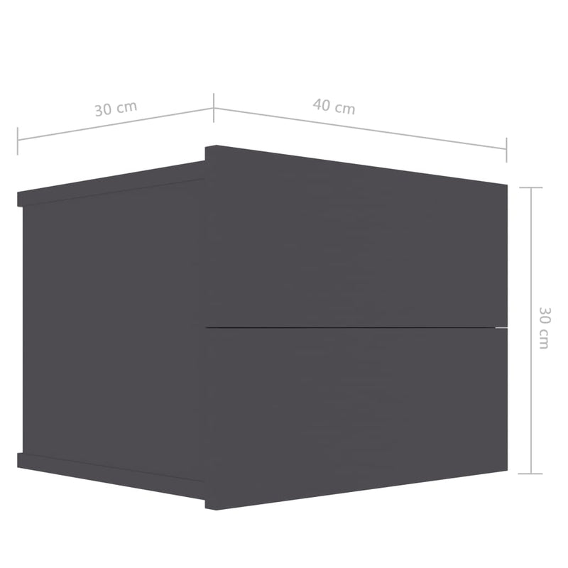 Bedside Cabinet Grey 40x30x30 cm