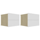 Bedside Cabinets 2 pcs White and Sonoma Oak 40x30x30 cm