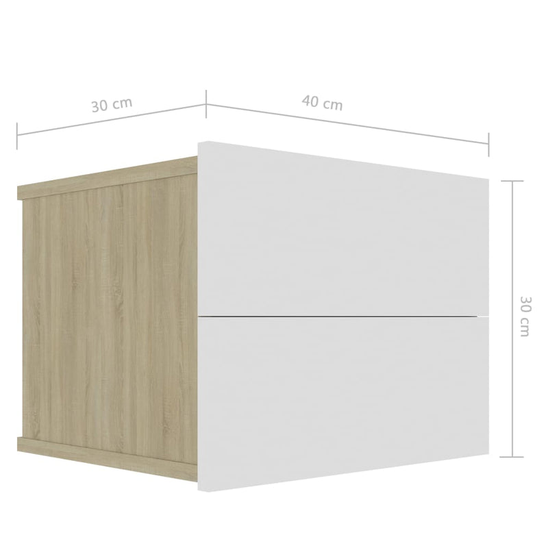 Bedside Cabinets 2 pcs White and Sonoma Oak 40x30x30 cm