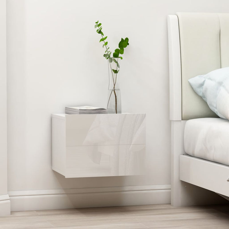 Bedside Cabinets 2 pcs High Gloss White 40x30x30 cm
