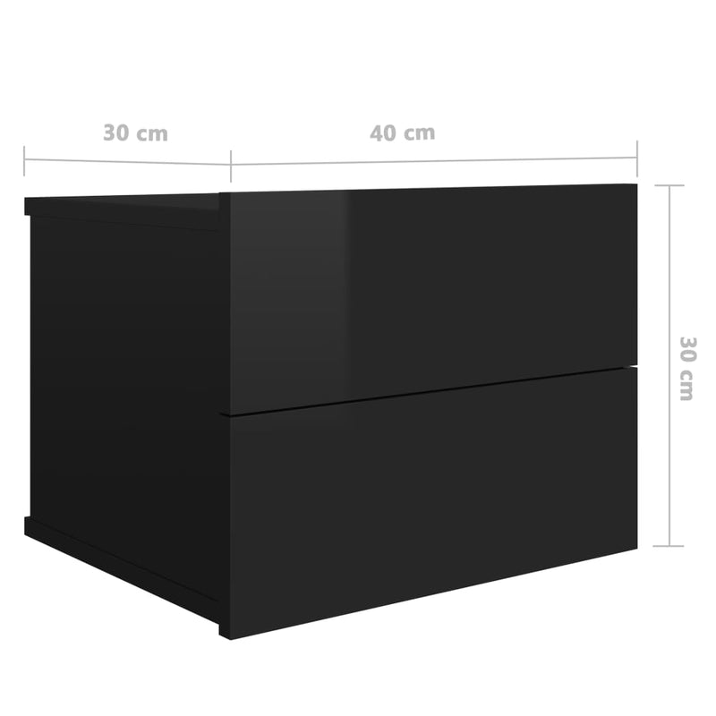 Bedside Cabinets 2 pcs High Gloss Black 40x30x30 cm