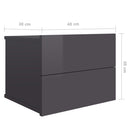 Bedside Cabinets 2 pcs High Gloss Grey 40x30x30 cm