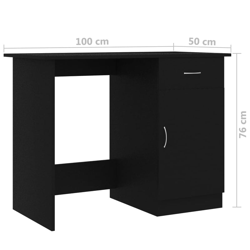 Desk Black 100x50x76 cm Chipboard