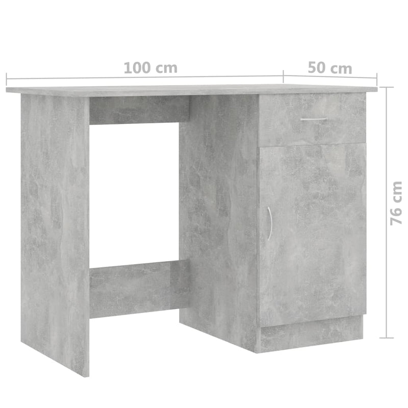 Desk Concrete Grey 100x50x76 cm Chipboard
