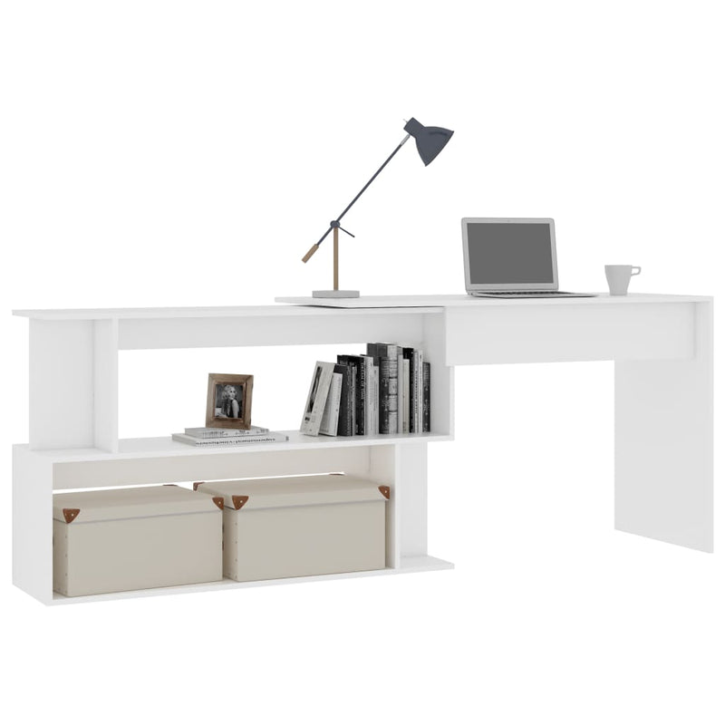 Corner Desk White 200x50x76 cm Chipboard
