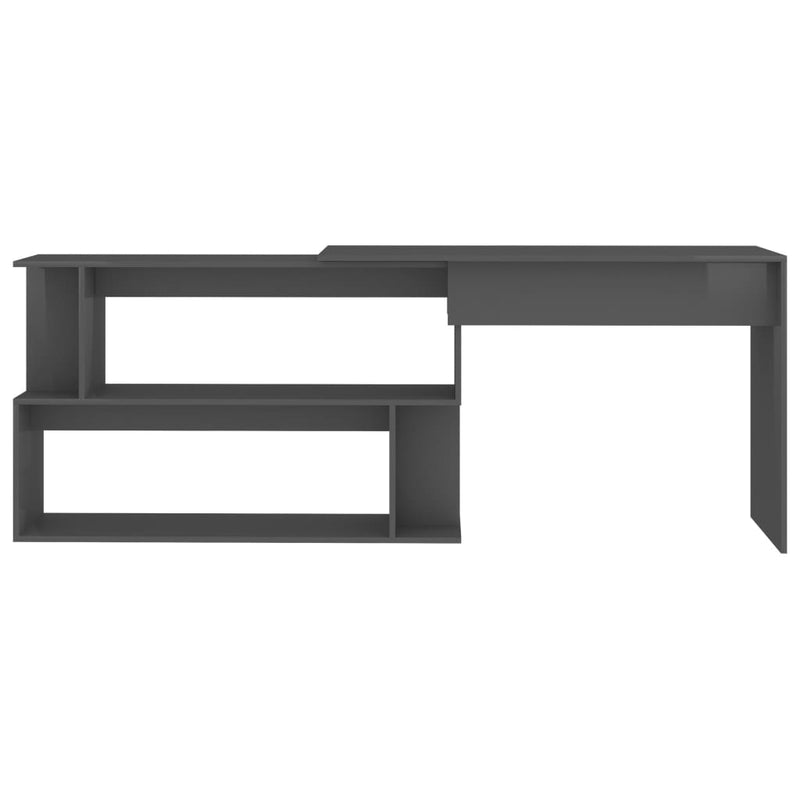 Corner Desk High Gloss Grey 200x50x76 cm Chipboard
