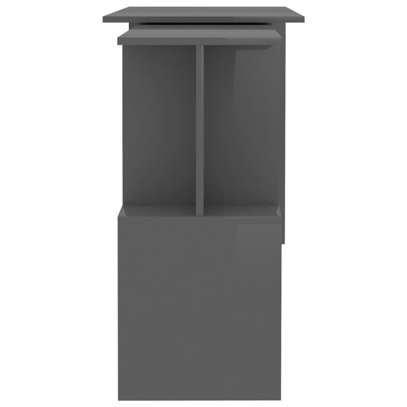 Corner Desk High Gloss Grey 200x50x76 cm Chipboard
