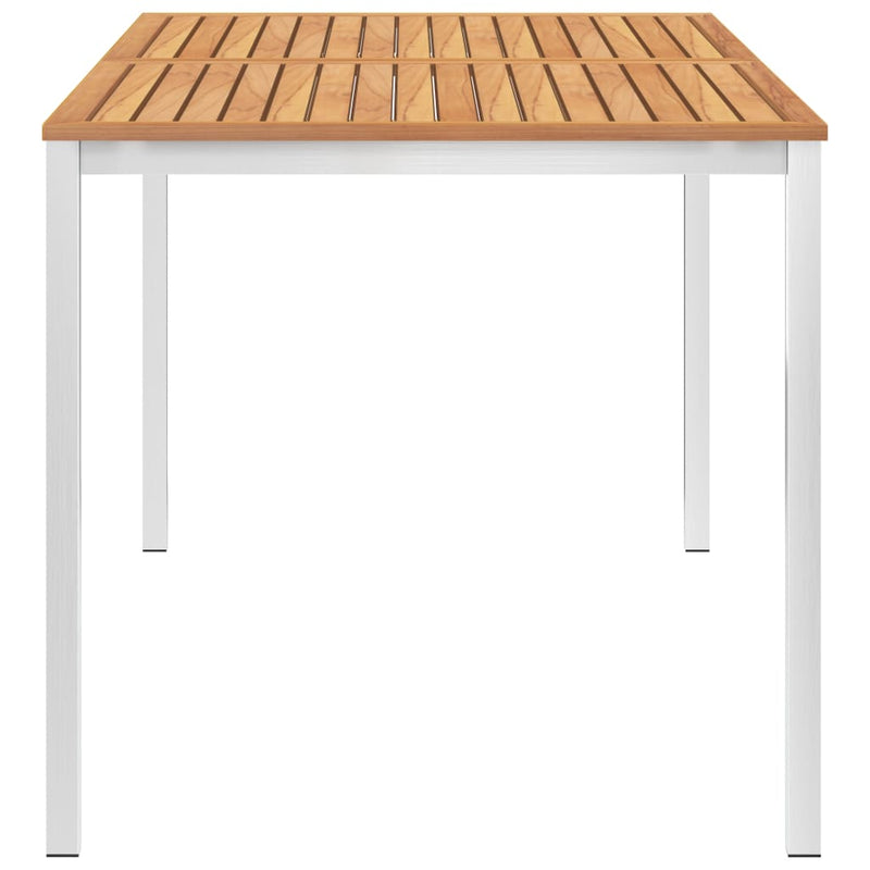 Garden Dining Table 160x80x75 cm Solid Teak Wood and Stainless Steel
