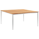 Garden Dining Table 150x150x75 cm Solid Teak Wood and Stainless Steel
