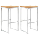 Bar Stools 2 pcs Solid Teak Wood and Stainless Steel