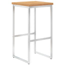 Bar Stools 2 pcs Solid Teak Wood and Stainless Steel