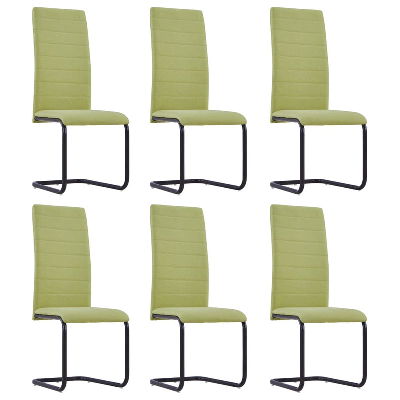 Cantilever Dining Chairs 6 pcs Green Fabric