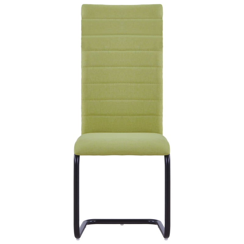 Cantilever Dining Chairs 6 pcs Green Fabric
