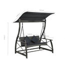 3-seater Garden Swing Bench with Canopy Poly Rattan Grey
