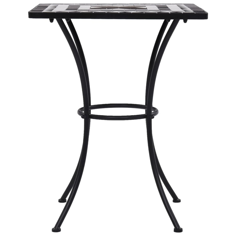 3 Piece Mosaic Bistro Set Ceramic Tile Black and White