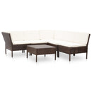 6 Piece Garden Lounge Set with Cushions Poly Rattan Brown