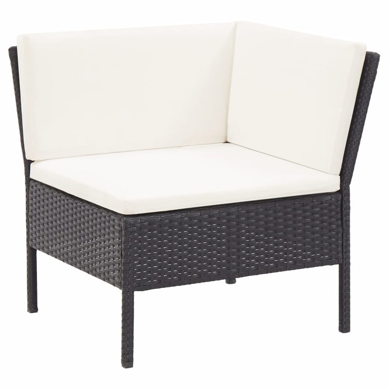 6 Piece Garden Lounge Set with Cushions Poly Rattan Black