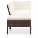 3 Piece Garden Lounge Set with Cushions Poly Rattan Brown