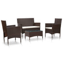 4 Piece Garden Lounge Set with Cushions Poly Rattan Brown