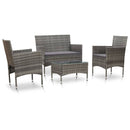 4 Piece Garden Lounge Set with Cushions Poly Rattan Grey