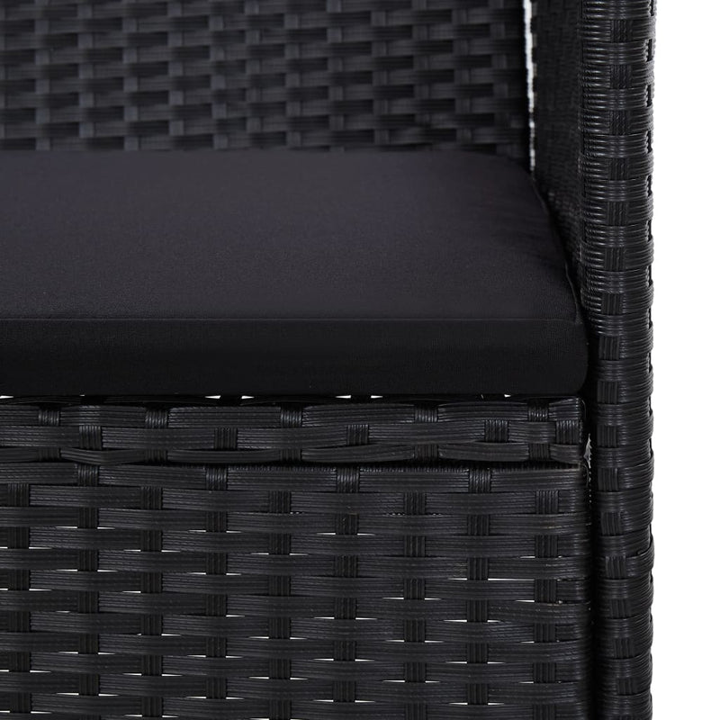 4 Piece Garden Lounge Set with Cushions Poly Rattan Black