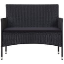 4 Piece Garden Lounge Set with Cushions Poly Rattan Black