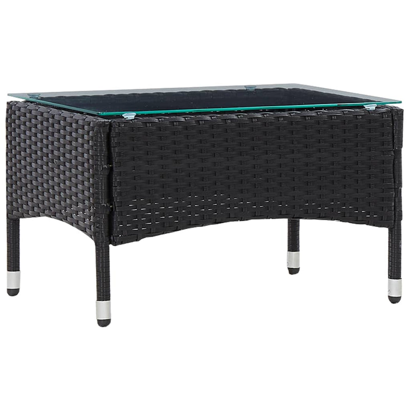 4 Piece Garden Lounge Set with Cushions Poly Rattan Black
