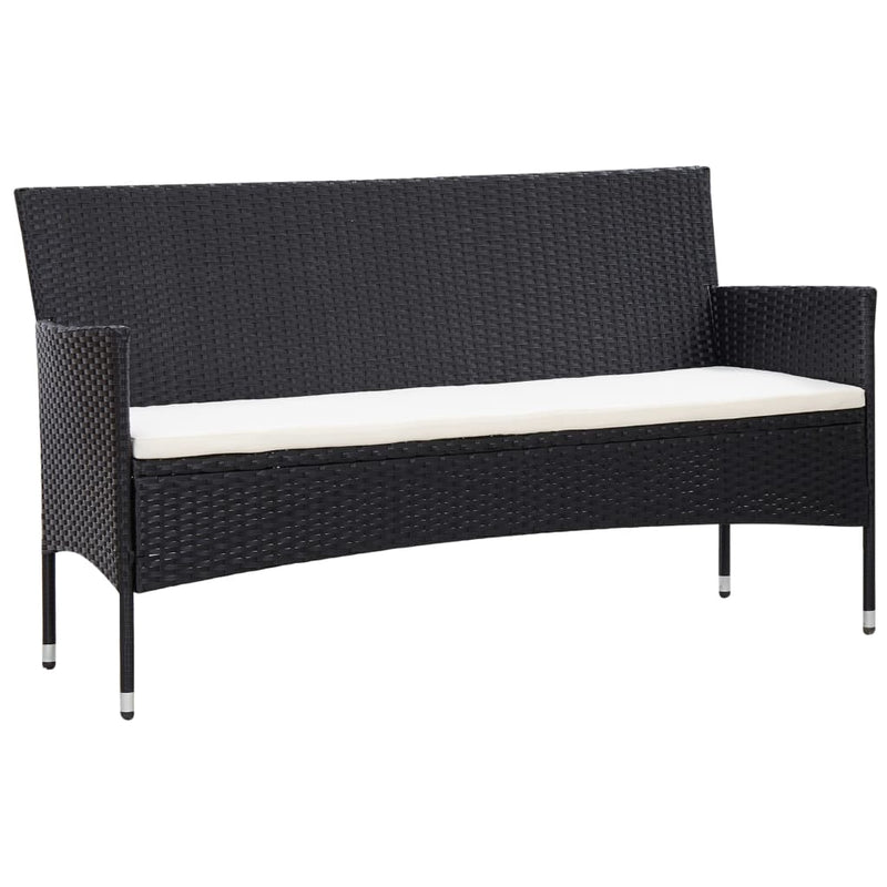 4 Piece Garden Lounge Set With Cushions Poly Rattan Black