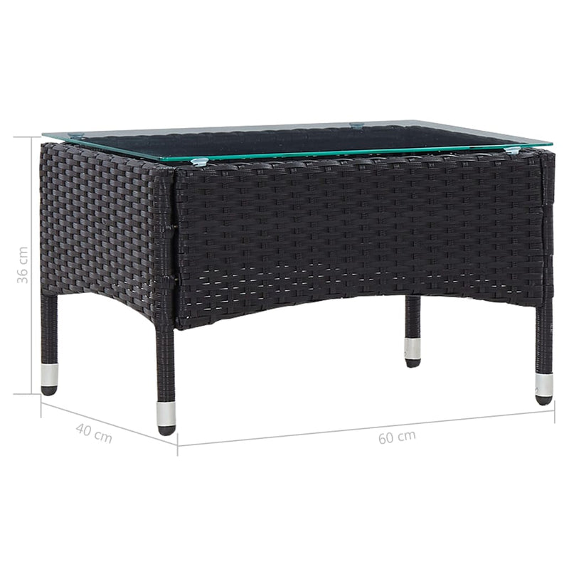 Coffee Table Black 60x40x36 cm Poly Rattan