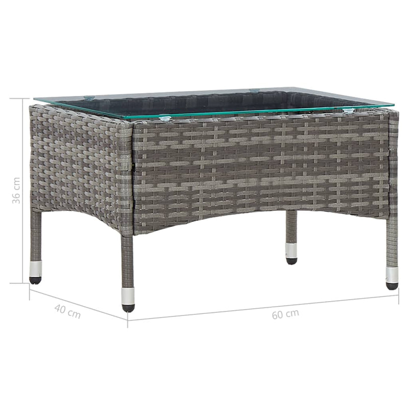 Coffee Table Grey 60x40x36 cm Poly Rattan