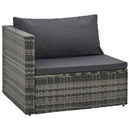 5 Piece Garden Lounge Set with Cushions Poly Rattan Grey