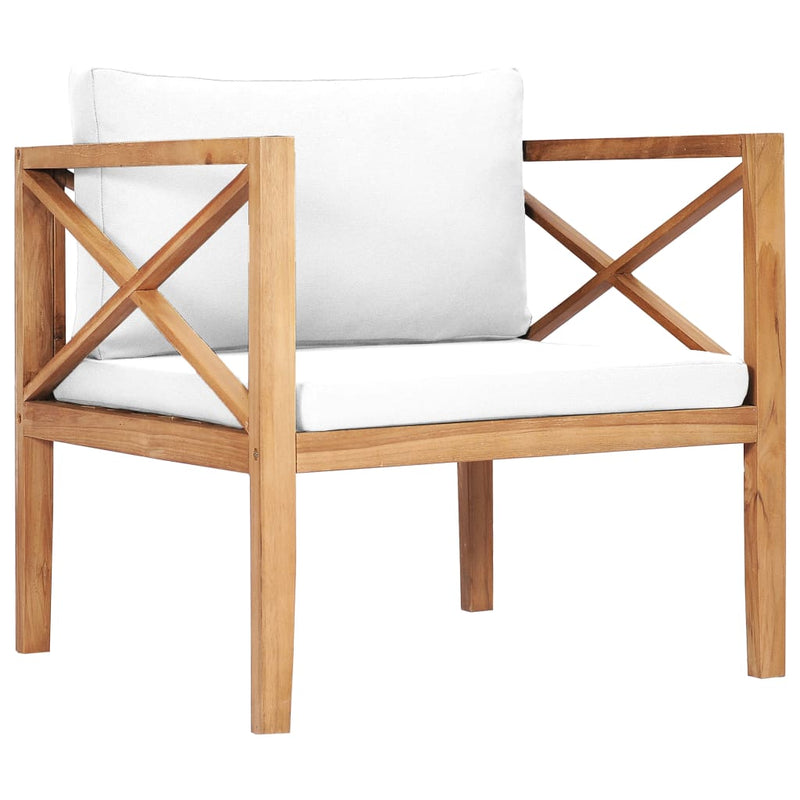 Garden Chair with Cream Cushions Solid Teak Wood