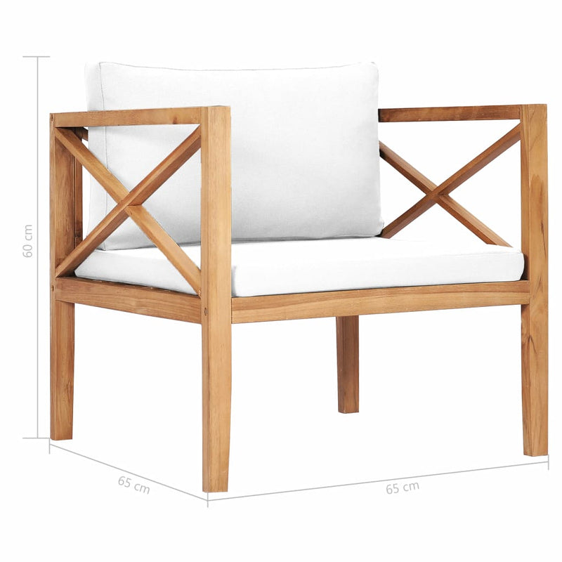 Garden Chair with Cream Cushions Solid Teak Wood