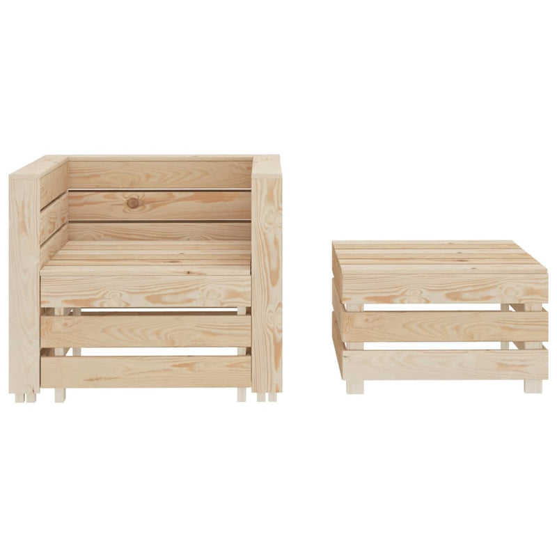 2 Piece Garden Pallet Lounge Set Wood