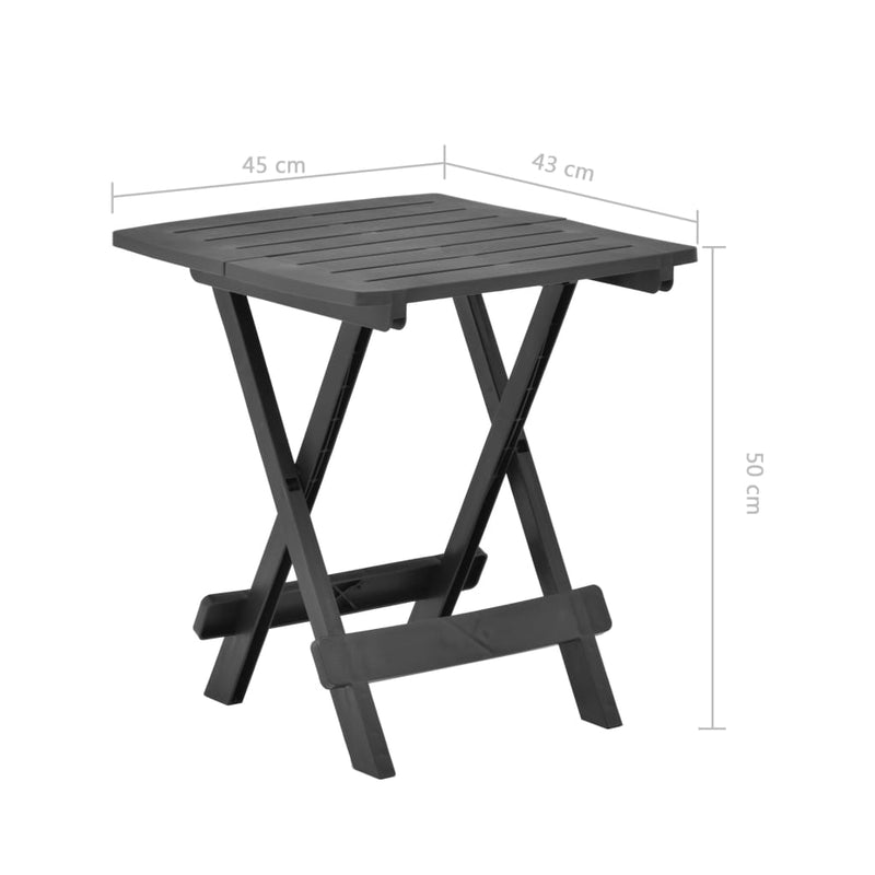 Folding Garden Table Anthracite 45x43x50 cm Plastic