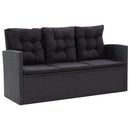 6 Piece Garden Lounge Set with Cushions Poly Rattan Black