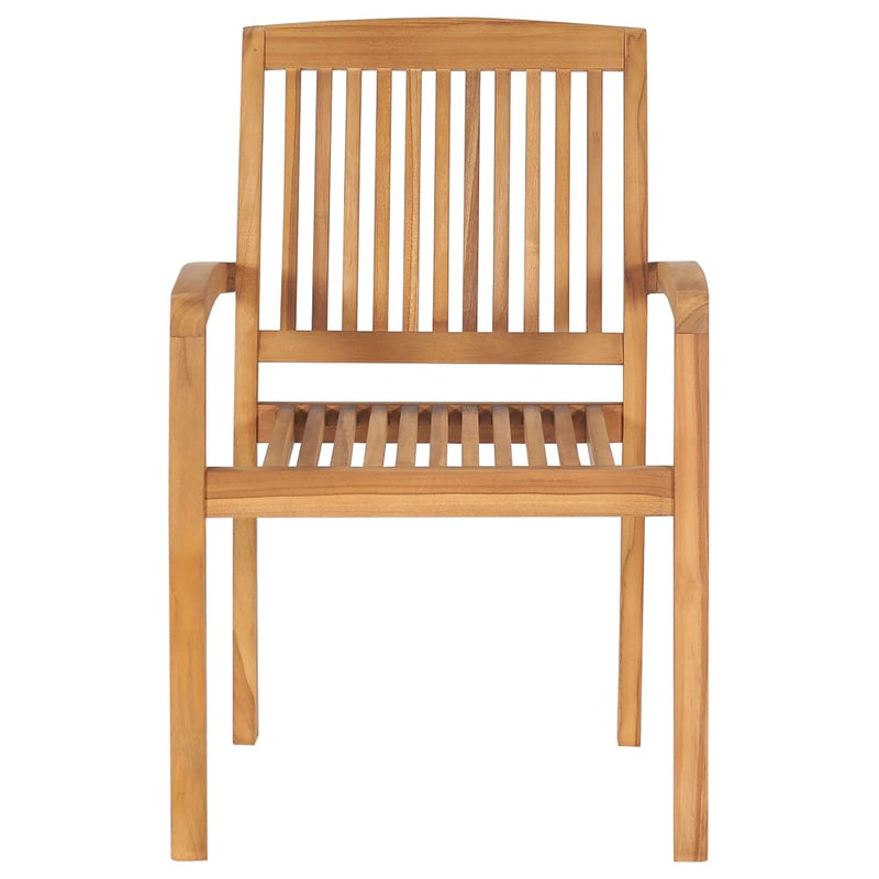 Stacking Garden Dining Chairs 2 pcs Solid Teak Wood