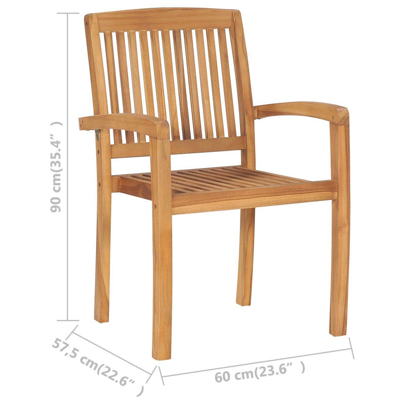 Stacking Garden Dining Chairs 2 pcs Solid Teak Wood