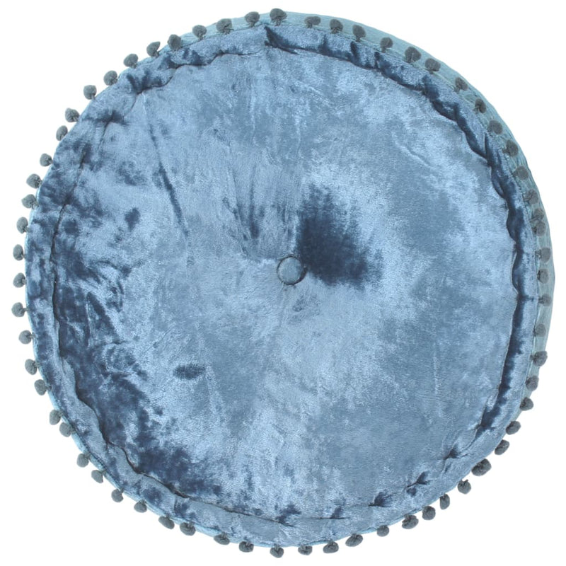 Round Pouffe Velvet 40x20 cm Blue