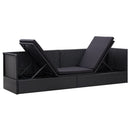 Outdoor Sofa with Cushion and Pillow Poly Rattan Black