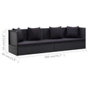 Outdoor Sofa with Cushion and Pillow Poly Rattan Black