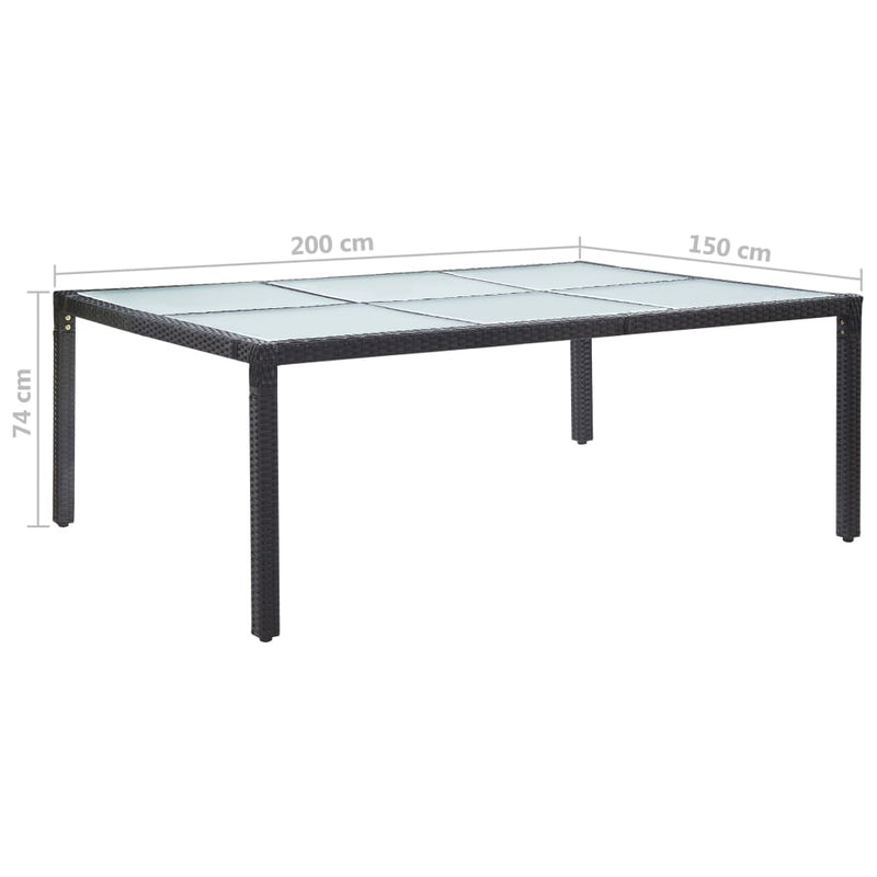 Outdoor Dining Table Black 200x150x74 cm Poly Rattan