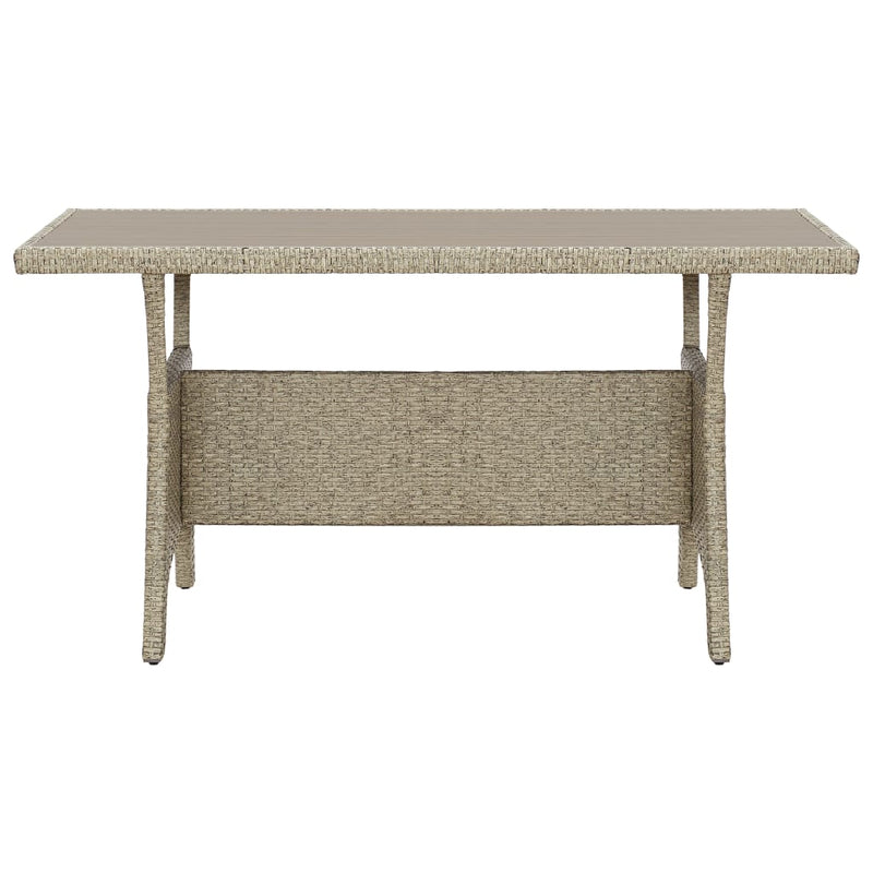 Garden Table Grey 130x70x66 cm Poly Rattan