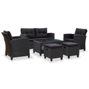 6 Piece Garden Sofa Set with Cushions Poly Rattan Black