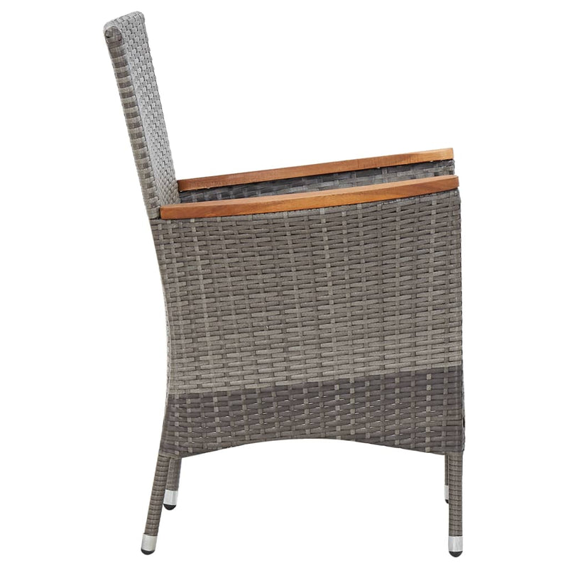 9 Piece Garden Dining Set with Cushions Poly Rattan Grey