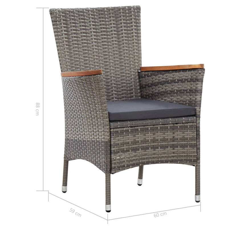 5 Piece Garden Dining Set with Cushions Poly Rattan Grey