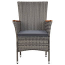 5 Piece Garden Dining Set with Cushions Poly Rattan Grey